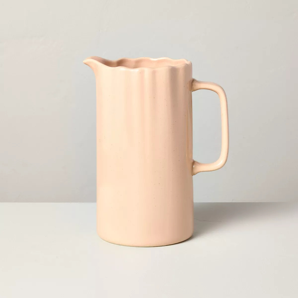 65oz Scalloped Stoneware Beverage Pitcher Blush - Hearth & Hand™ with Magnolia | Target
