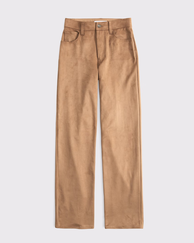 Women's High Rise 90s Relaxed Vegan Suede Pant | Women's Bottoms | Abercrombie.com | Abercrombie & Fitch (US)