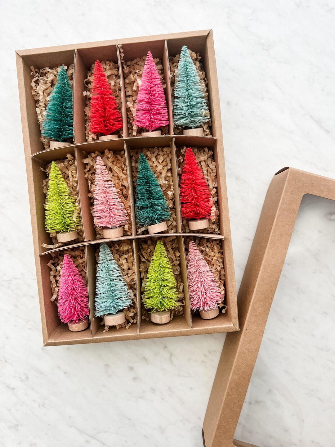 Colorful Bottle Brush Trees - Set of 12 - Etsy | Etsy (US)