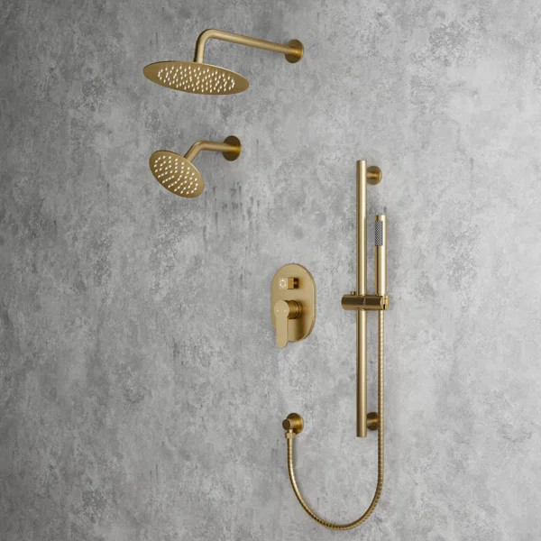 DualJetSpa 3-Function Round 10" & 6" Dual Shower Faucet System with Pressure Balancing Rough-In V... | Wayfair North America