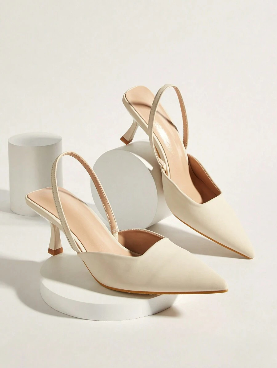 Women Minimalist Point Toe Pumps, Pyramid Heeled Slingback Pumps | SHEIN
