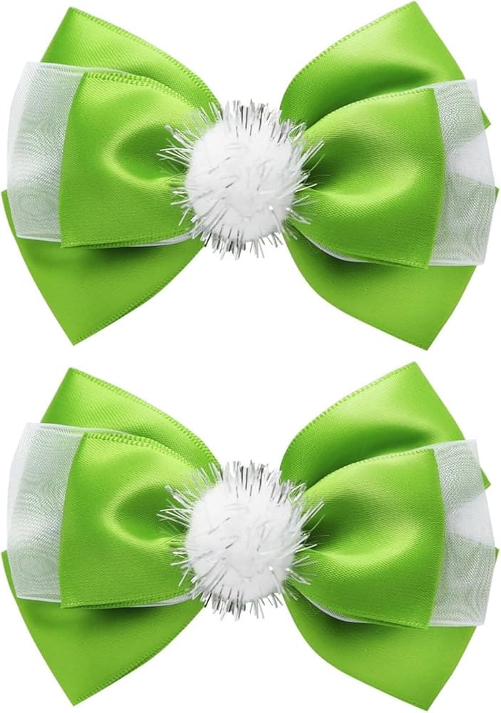 2PC Green Fairy Hair Bow Clips for Girls Women 4 Inch Toddler Princess Costume Dress Up Accessori... | Amazon (US)