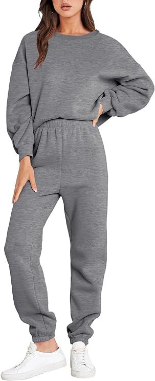 ANRABESS Women's Two Piece Outfits Long Sleeve Crewneck Sweatsuit with Jogger Pants Lounge Sets w... | Amazon (US)