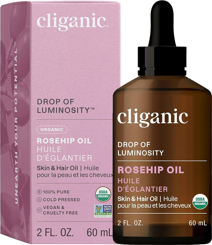 Cliganic Organic Rosehip Seed Oil for Face, 100% Pure | Natural Cold Pressed Unrefined Non-GMO | ... | Amazon (US)