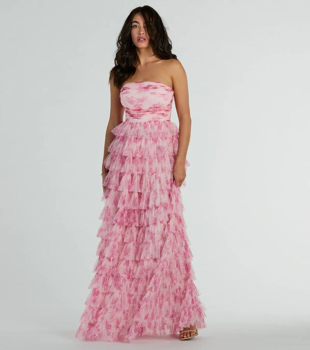 Liliane Garden Rose Ruffled A-Line Formal Dress | Windsor Stores