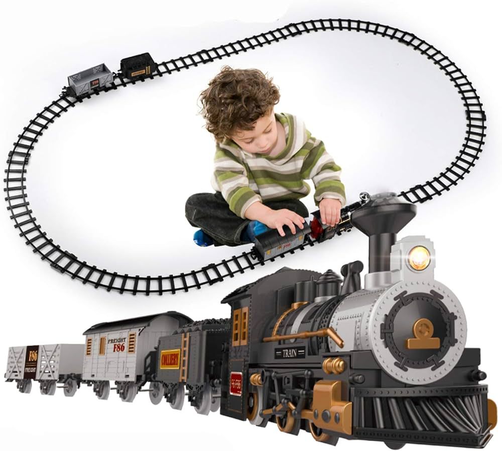 iHaHa Electric Train Set for Kids, Battery-Powered Train Toys Include Locomotive Engine, 3 Cars a... | Amazon (US)