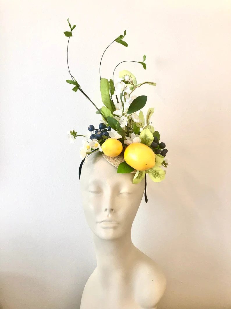 Lemon Fruit Fascinator mad Hatter Derby Yellow Hat - Etsy | Etsy (US)