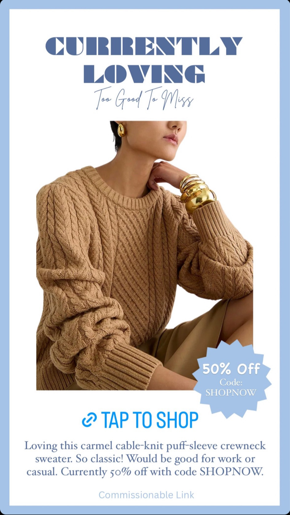 Beautiful cable knit sweater. 50% off! 

#LTKSeasonal