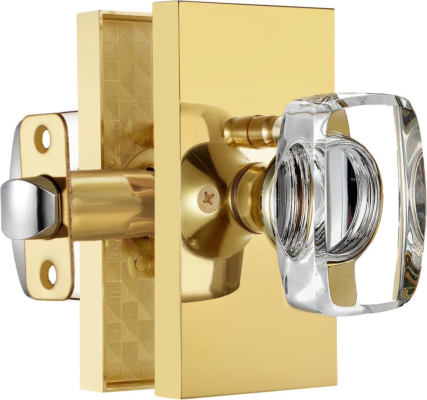 Gold Glass Crystal Door Knobs Interior with Lock, Modern Crystal Glass Privacy Door Knobs for Bed... | Amazon (US)