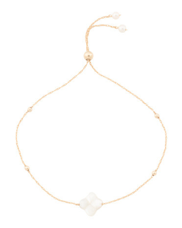 Made In Usa 14kt Gold Mother Of Pearl Bolo Bracelet | TJ Maxx