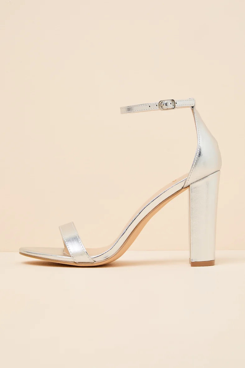 Taylor Silver Ankle Strap Heels | Lulus