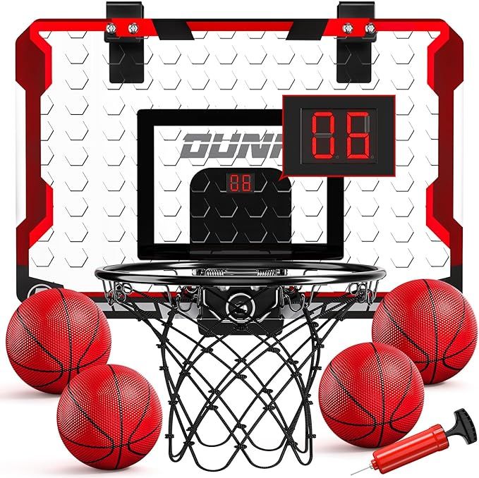 TEMI Basketball Hoop Indoor, Mini Basketball Hoop with 4 Balls & Electronic Scoreboard, Over The ... | Amazon (US)