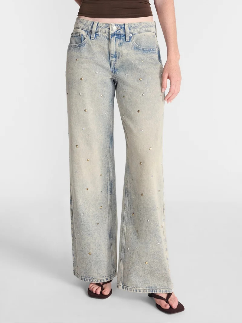 No Boundaries Low Rise Cotton Baggy Jeans, 31.5'' Inseam, Women's 00-26W | Walmart (US)