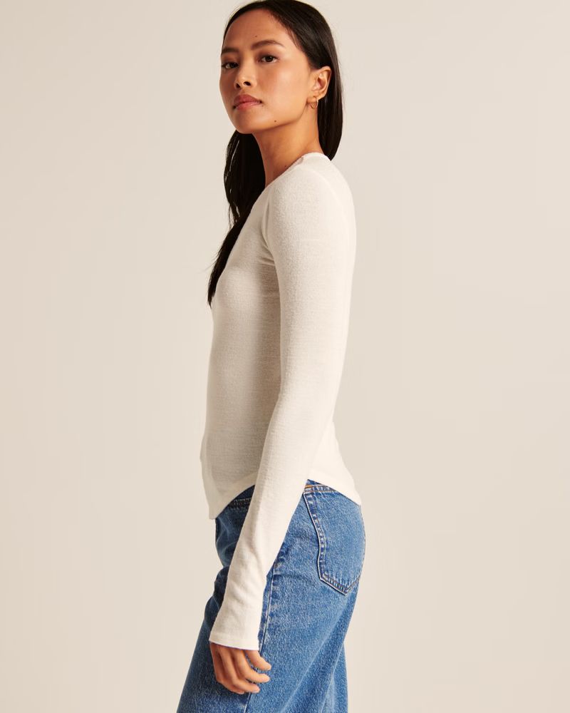 Women's Long-Sleeve Cozy Skimming Top | Women's Tops | Abercrombie.com | Abercrombie & Fitch (US)