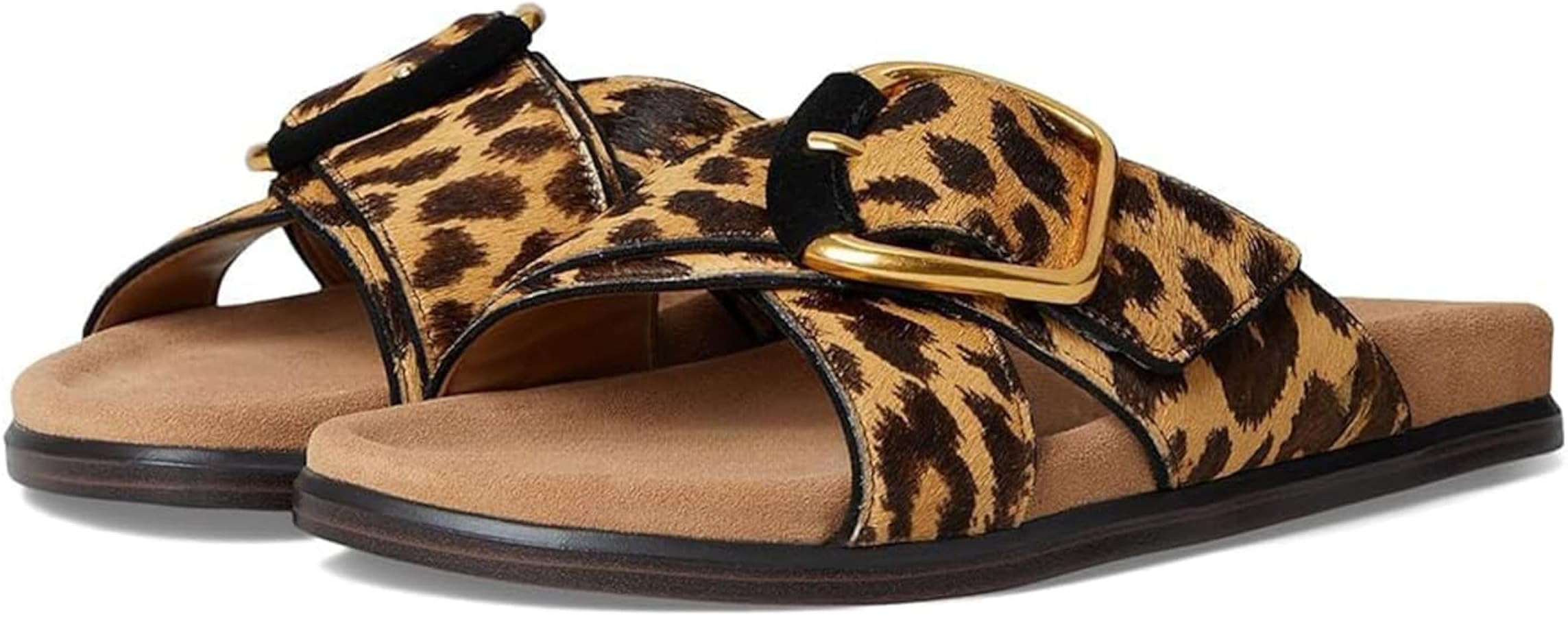 Flat Sandals for Women Comfortable Slide Sandals Summer Suede Leather Slides Vacation Beach Shoes | Amazon (US)