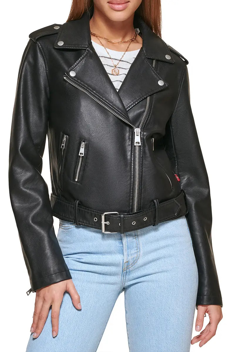 Levi's® Faux Leather Fashion Belted Moto Jacket | Nordstromrack | Nordstrom Rack