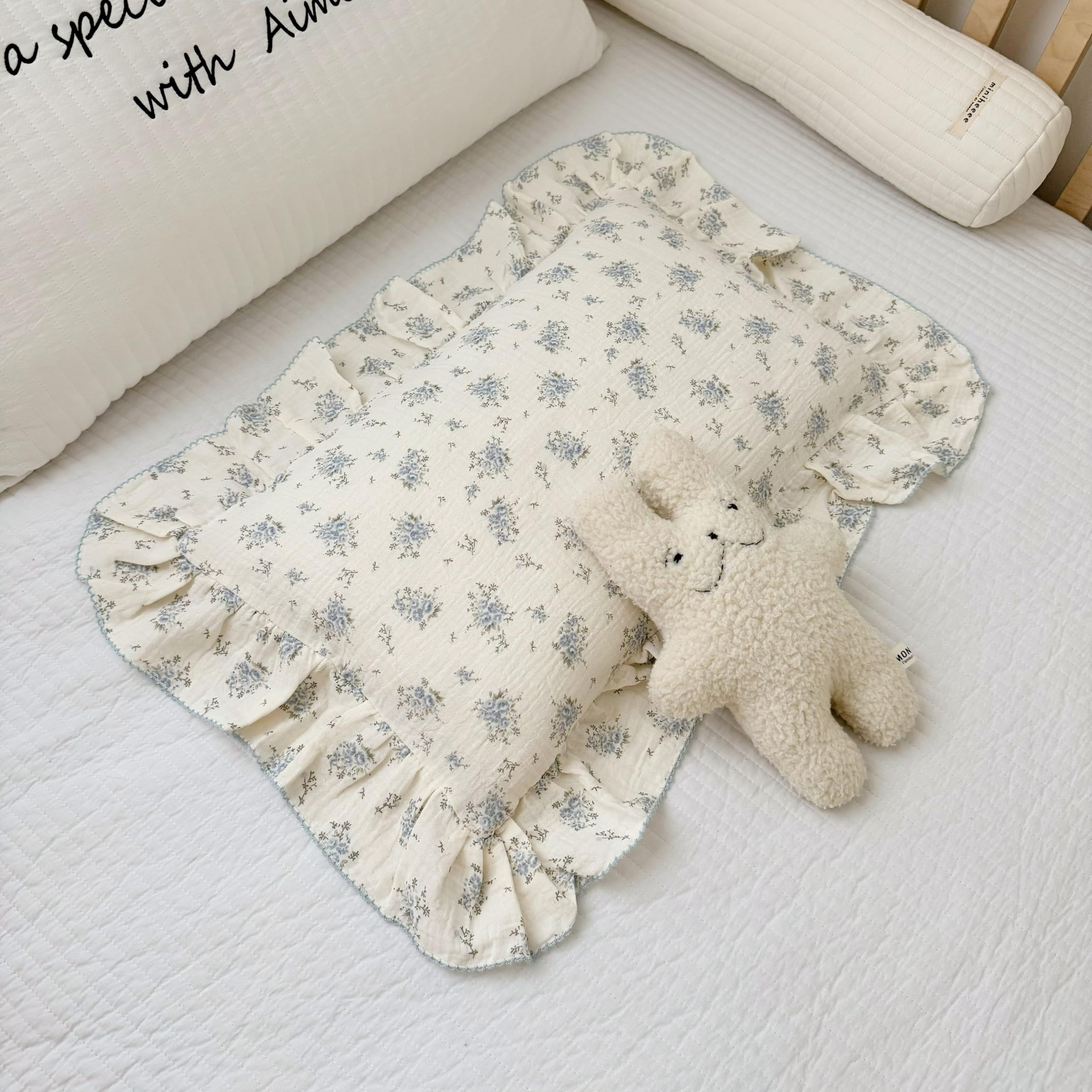 BuLuTu Muslin Cotton Kids Pillowcases for Girls Boys Shabby Chic Blue Floral Print Pillow Case Be... | Amazon (US)