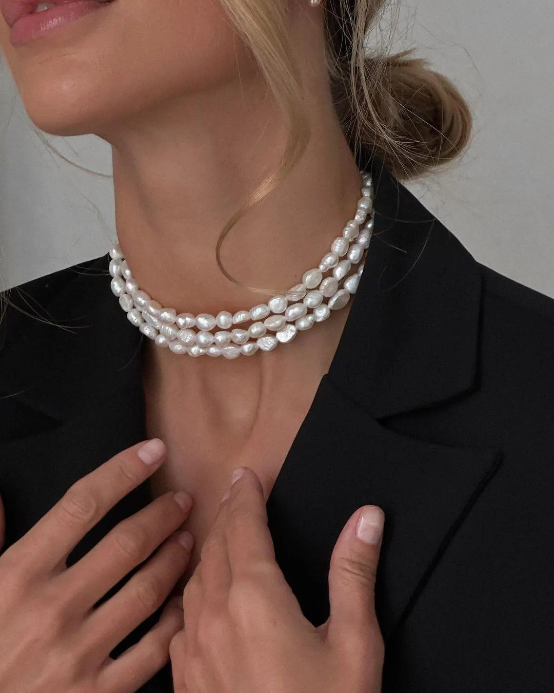 Real Freshwater Pearl Choker Necklace - 3 Layered Pearl Choker - Bridal Choker, Wedding Necklace ... | Etsy (US)