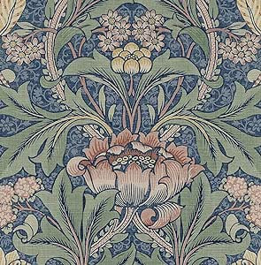 NextWall Acanthus Floral Peel and Stick Wallpaper (Denim Blue & Salmon) | Amazon (US)