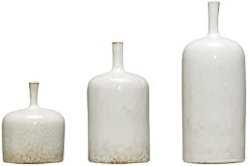 Creative Co-Op Medium Cream Stoneware Green Accents & Reactive Glaze Finish (Each one Will Vary) ... | Amazon (US)