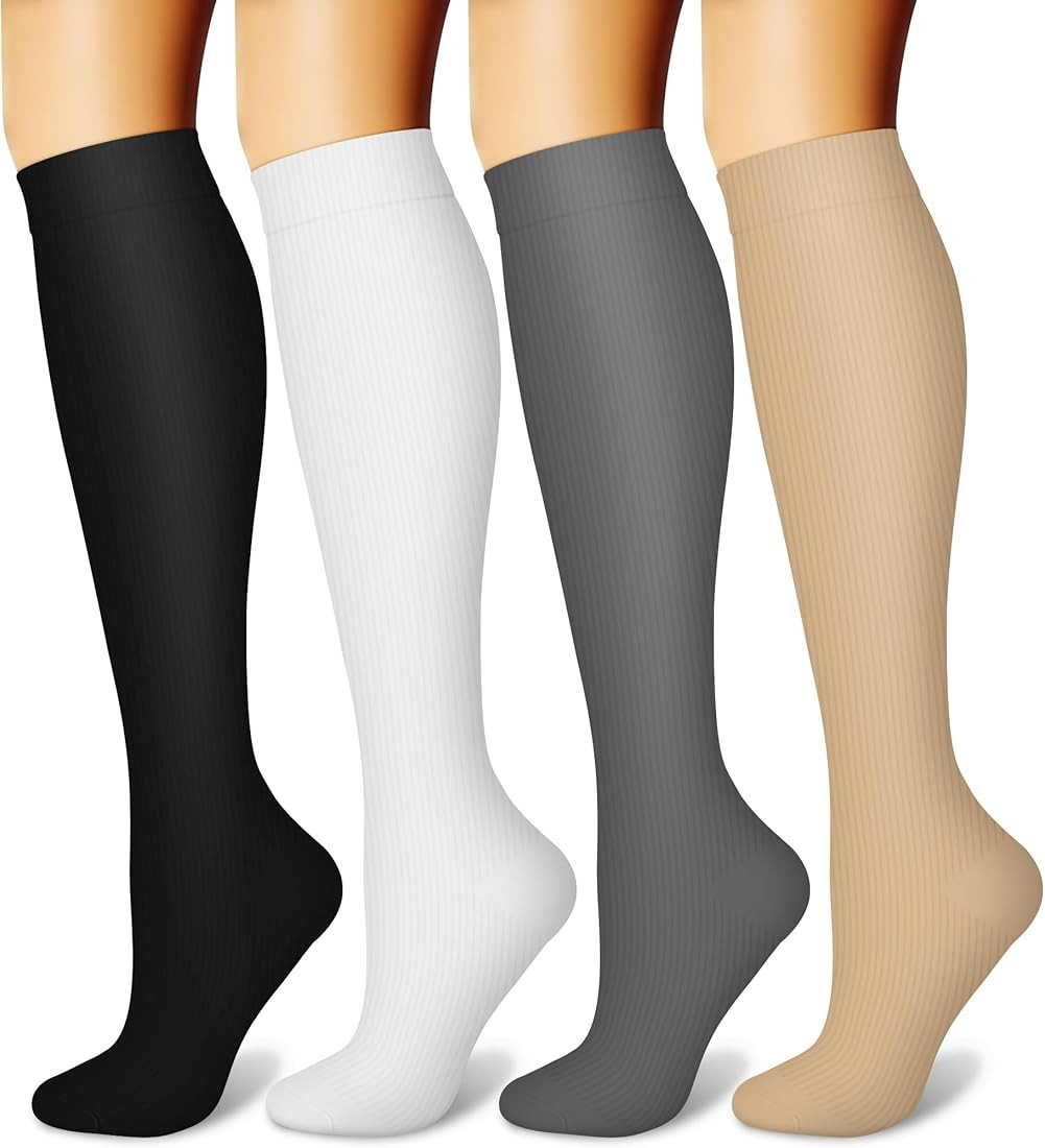 Compression Socks for Women & Men Circulation (4 Pairs) 15-20 mmHg is Best Support for Athletic R... | Amazon (US)