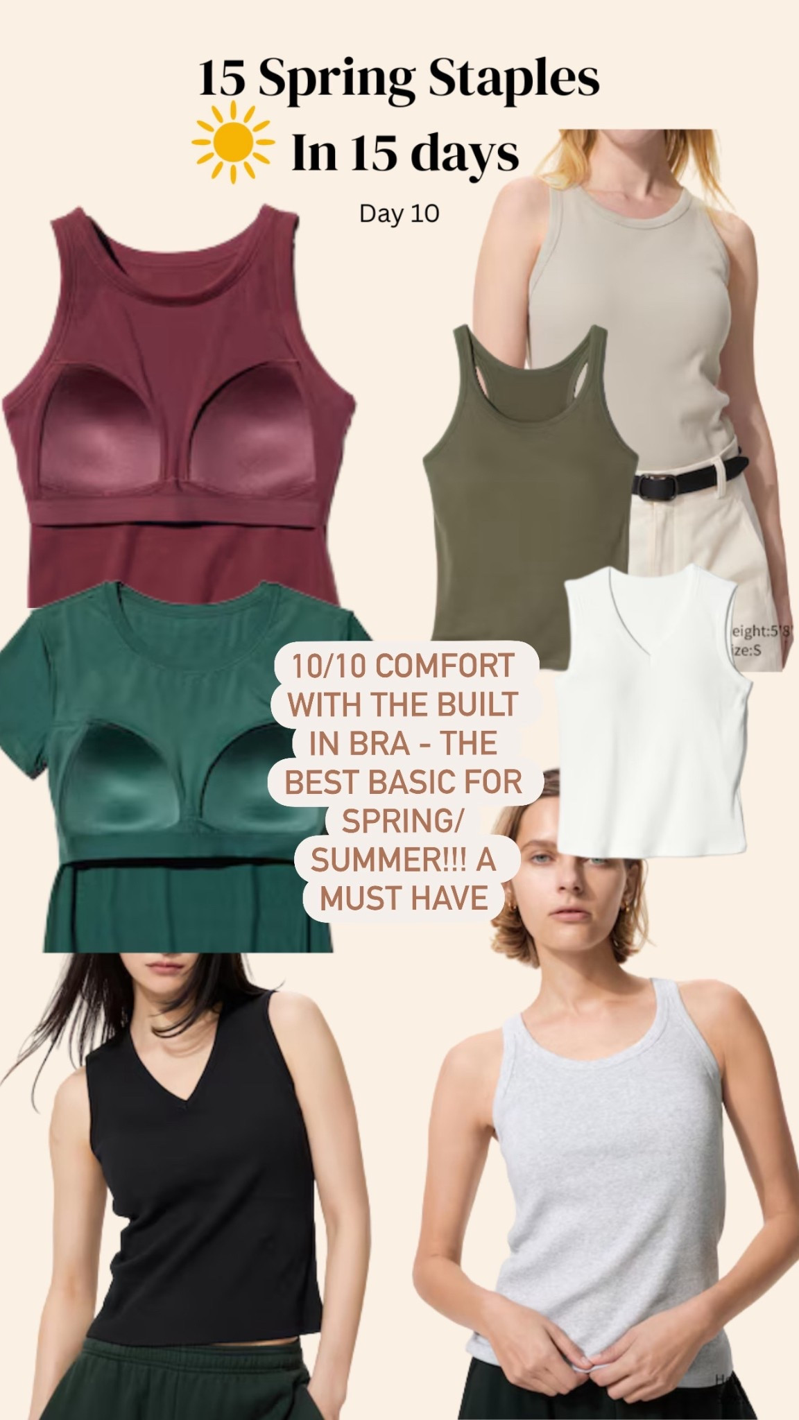 Day 10 of 15 Spring Staples in 15 Days - everyone needs this Uniqlo built in bra top in their life! The most comfortable, hardworking basic in my wardrobe - especially during Spring/Summer! 🌞

#LTKspring