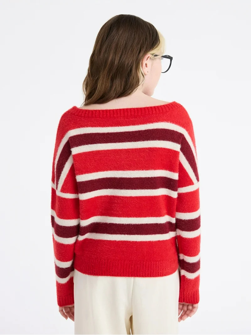 Weekend Academy Girls Striped Sweater with Long Sleeves, Sizes 4-18 | Walmart (US)