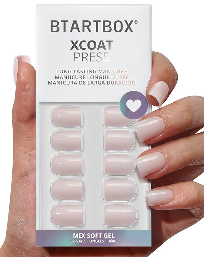 BTArtbox Press On Nails Square - Pastel Short Press On Nails with Glue for Women, Opaque Soft Gel... | Amazon (US)