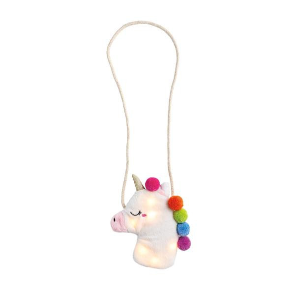 Mud Pie Girl's Unicorn Light Up Purse in White | 100% Polyester | Mud Pie