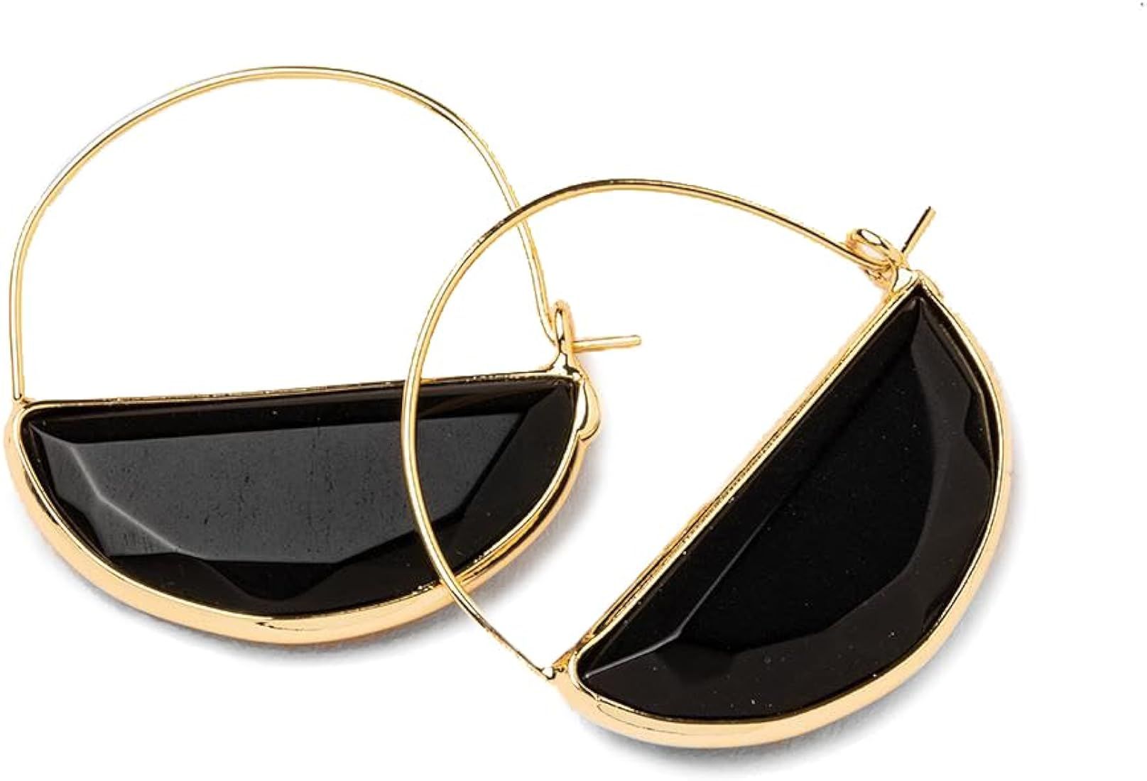Scout Curated Wears - Stone Prism Hoop Earring - Black Spinel/Gold | Amazon (US)