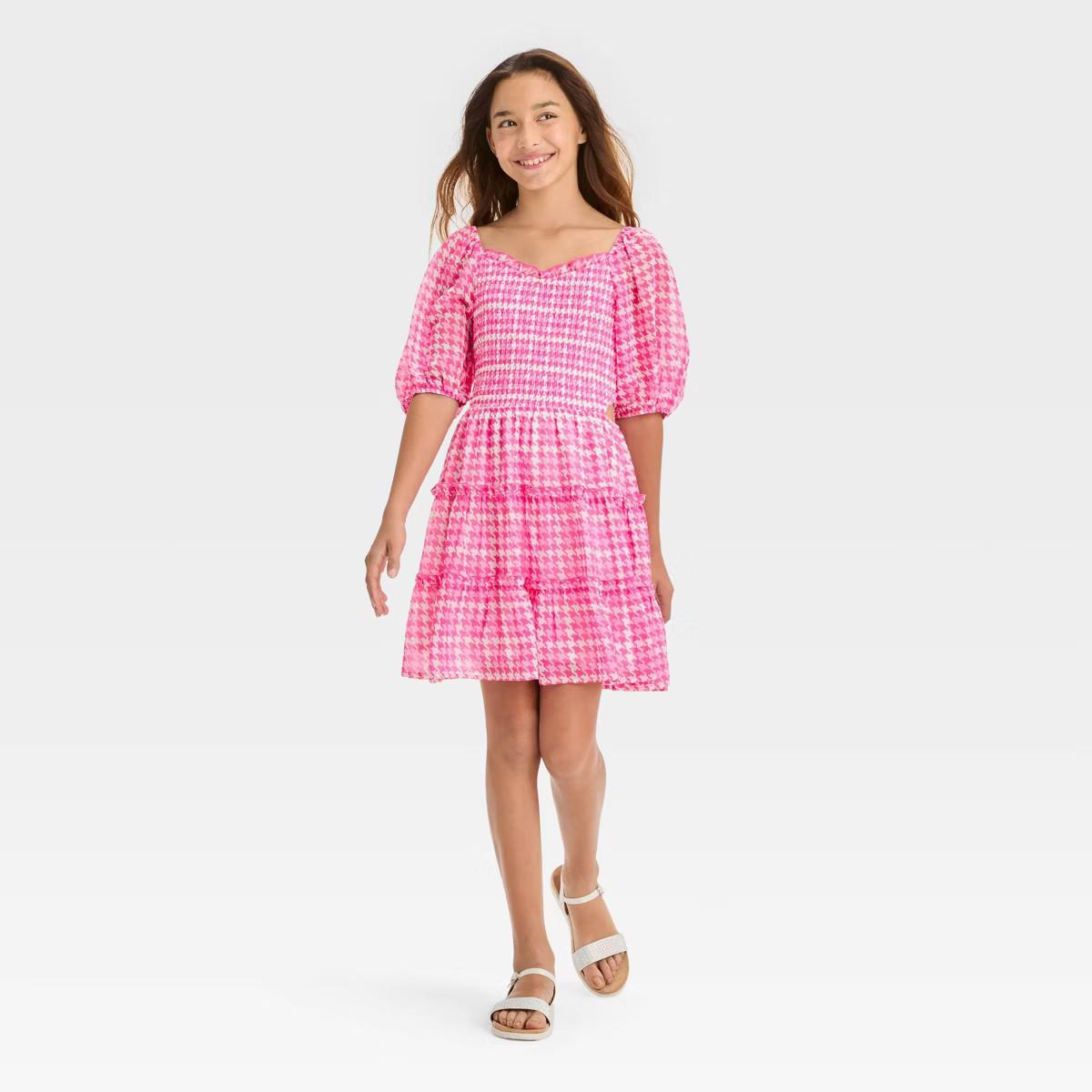 Girls' Smocked Bodice Cut Out Chiffon Dress - art class™ | Target