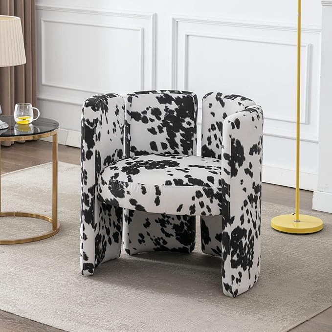 Velvet Accent Chair Upholstered Living Room Chairs with Circular Backrest Modern Barrel Chair for... | Amazon (US)