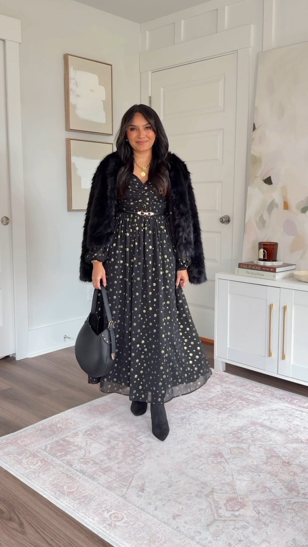 Black faux fur jacket size xs TTS
Black gold shimmer dress size 0 petite TTS
Black boots size 5.5 TTS
Black belt size xs TTS




#LTKSaleAlert #LTKStyleTip #LTKPetite