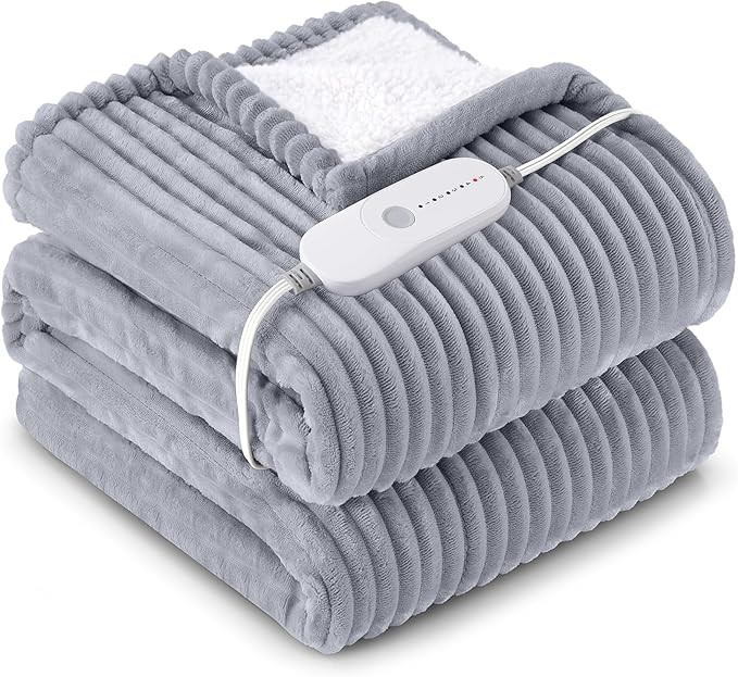 HYLEORY Heated Blanket Electric Throw, Soft Flannel Sherpa Heater 5 Heat Settings and 3 Hours Aut... | Amazon (US)