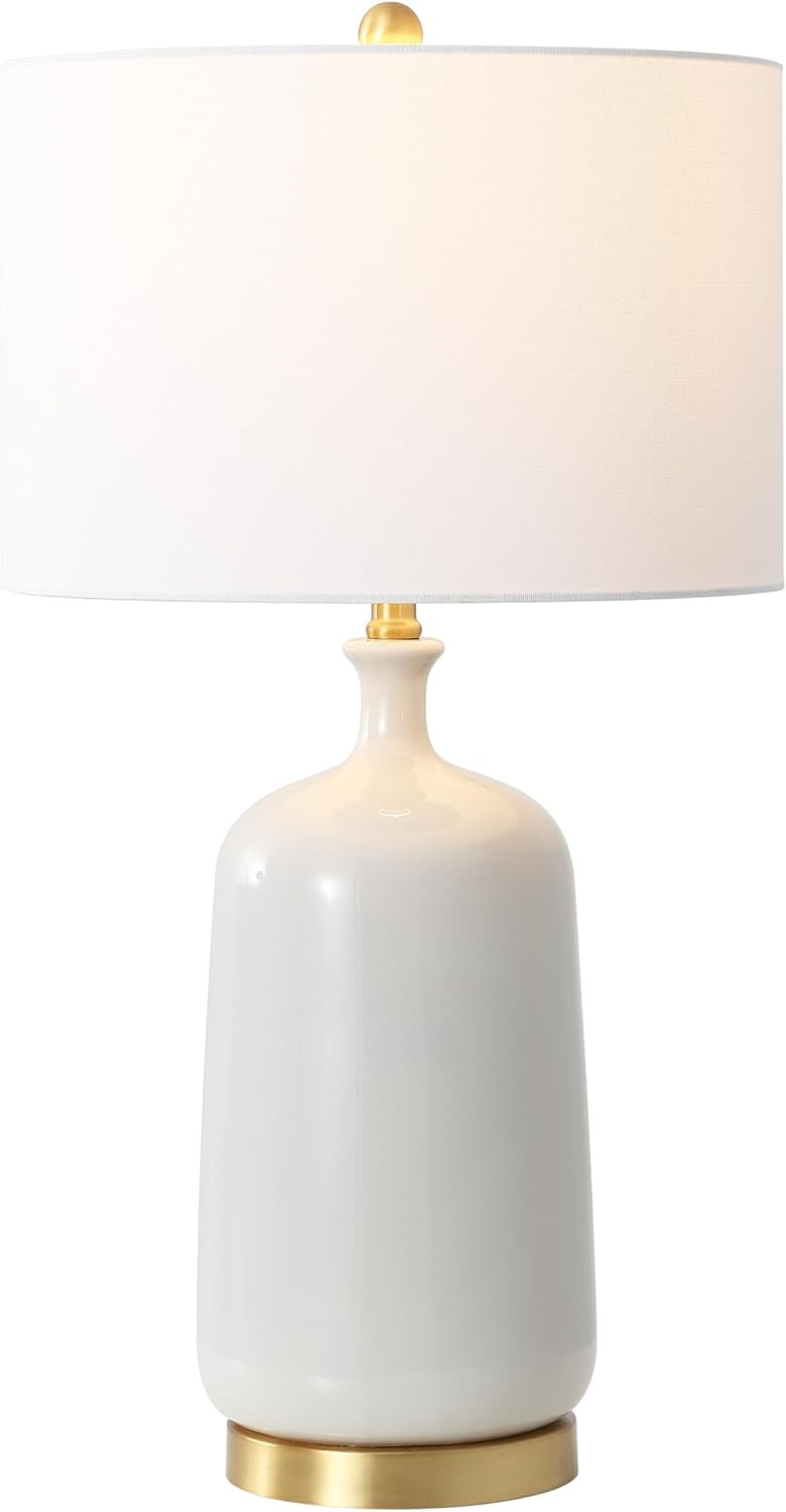 SAFAVIEH Lighting Collection Stevie 28-inch Cream/Brass Ceramic Table Lamp (LED Bulb Included) | Amazon (US)