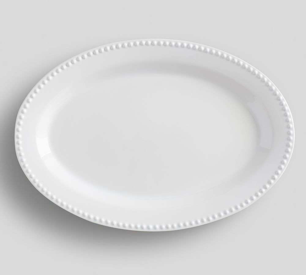 Emma Beaded Stoneware Oval Serving Platter | Pottery Barn (US)