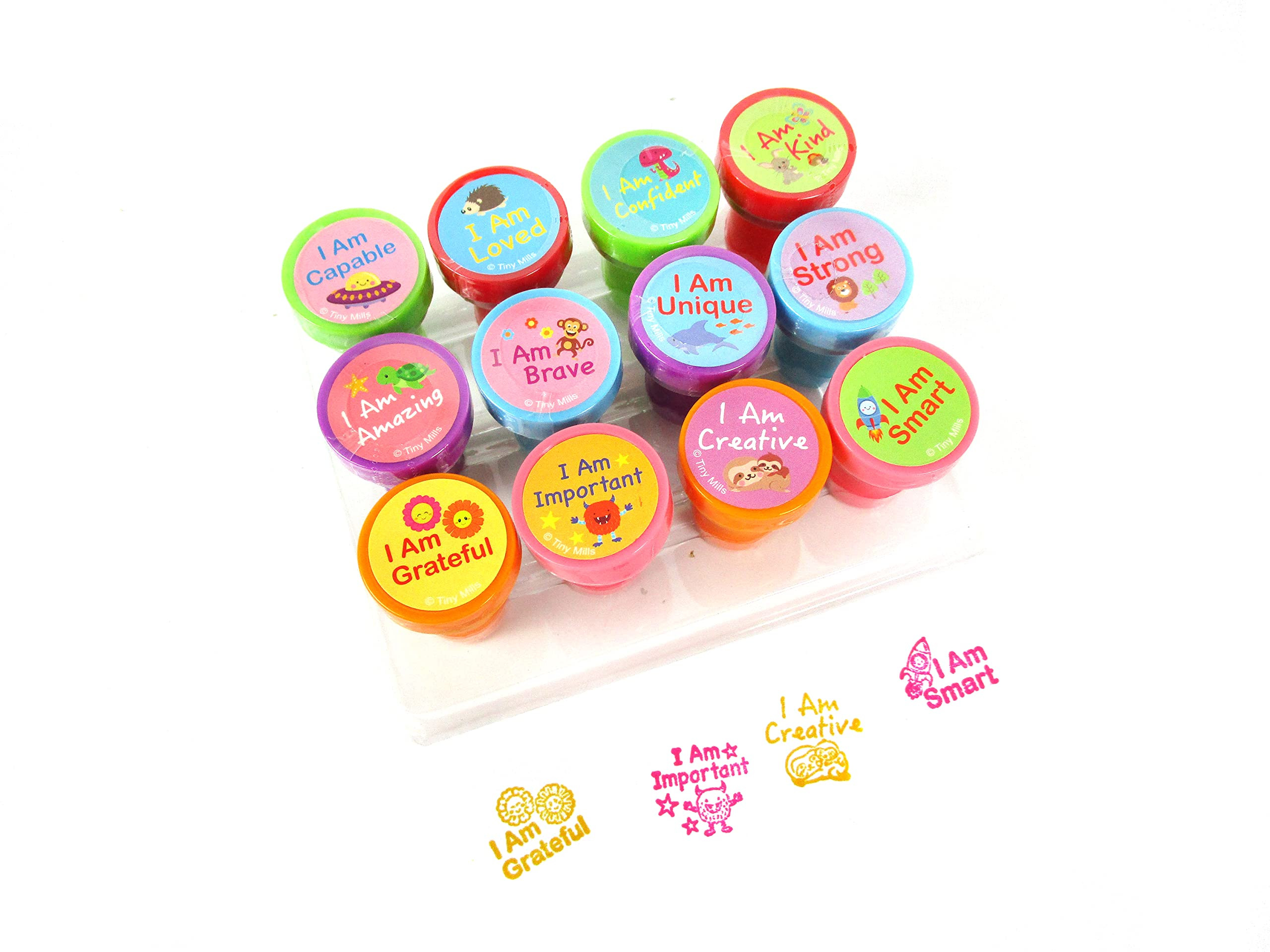 TINYMILLS 12 Pcs Positive Affirmation Stamp Kit for Kids - Positive Mindfulness Self Inking Stamp... | Amazon (US)