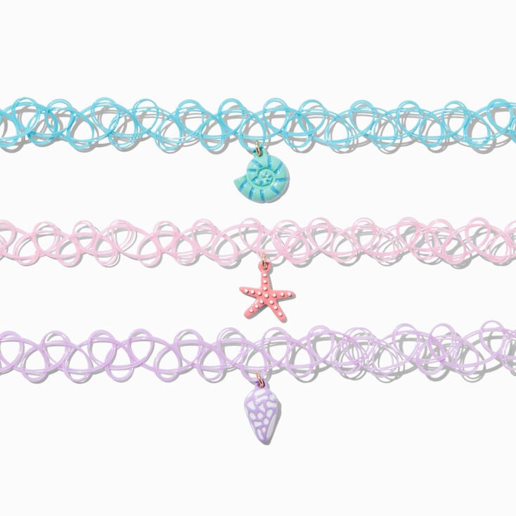 Claire's Club Pastel Beach Tattoo Choker Necklaces - 3 Pack | Claire's (UK)