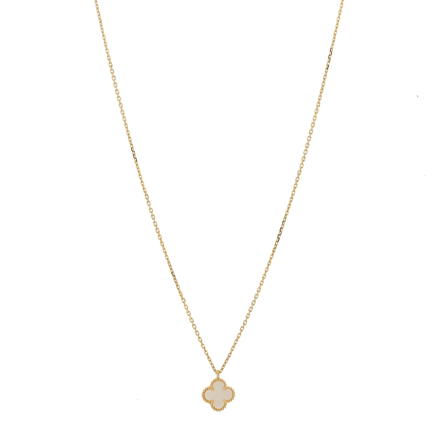18K Yellow Gold Mother of Pearl Sweet Alhambra Pendant Necklace | FASHIONPHILE (US)
