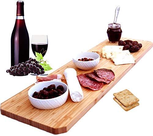 Bamboo Extra Large Charcuterie Board - 30 Inch Long Cheese Board Includes Hole for Dips or to Han... | Amazon (US)