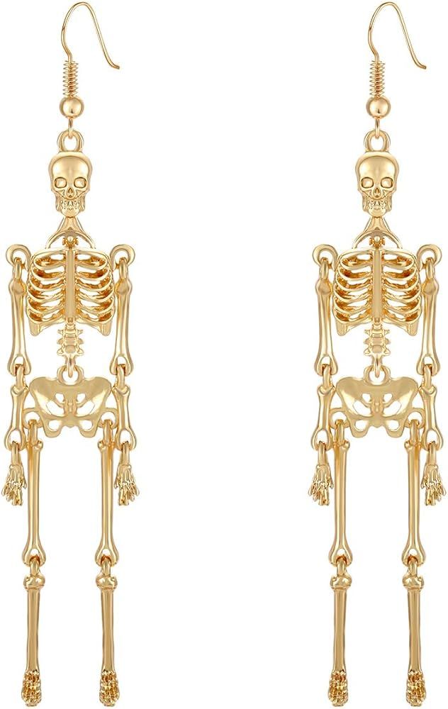 CEALXHENY Halloween Skeleton Earrings Spooky Skull Skeleton Dangle Earrings for Women Girls Costu... | Amazon (US)