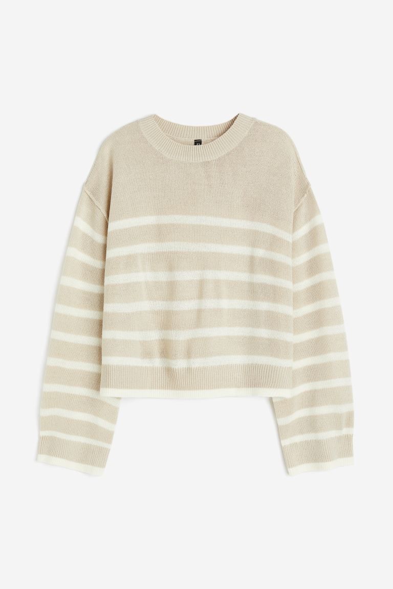 Sweater with Linked Seams - Navy blue/striped - Ladies | H&M US | H&M (US + CA)