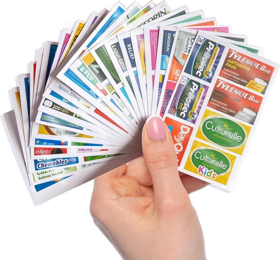 DIY Pocket Pharmacy Medicine Labels Travel Daily Pill Container Lables Medication Organizer Stick... | Amazon (US)