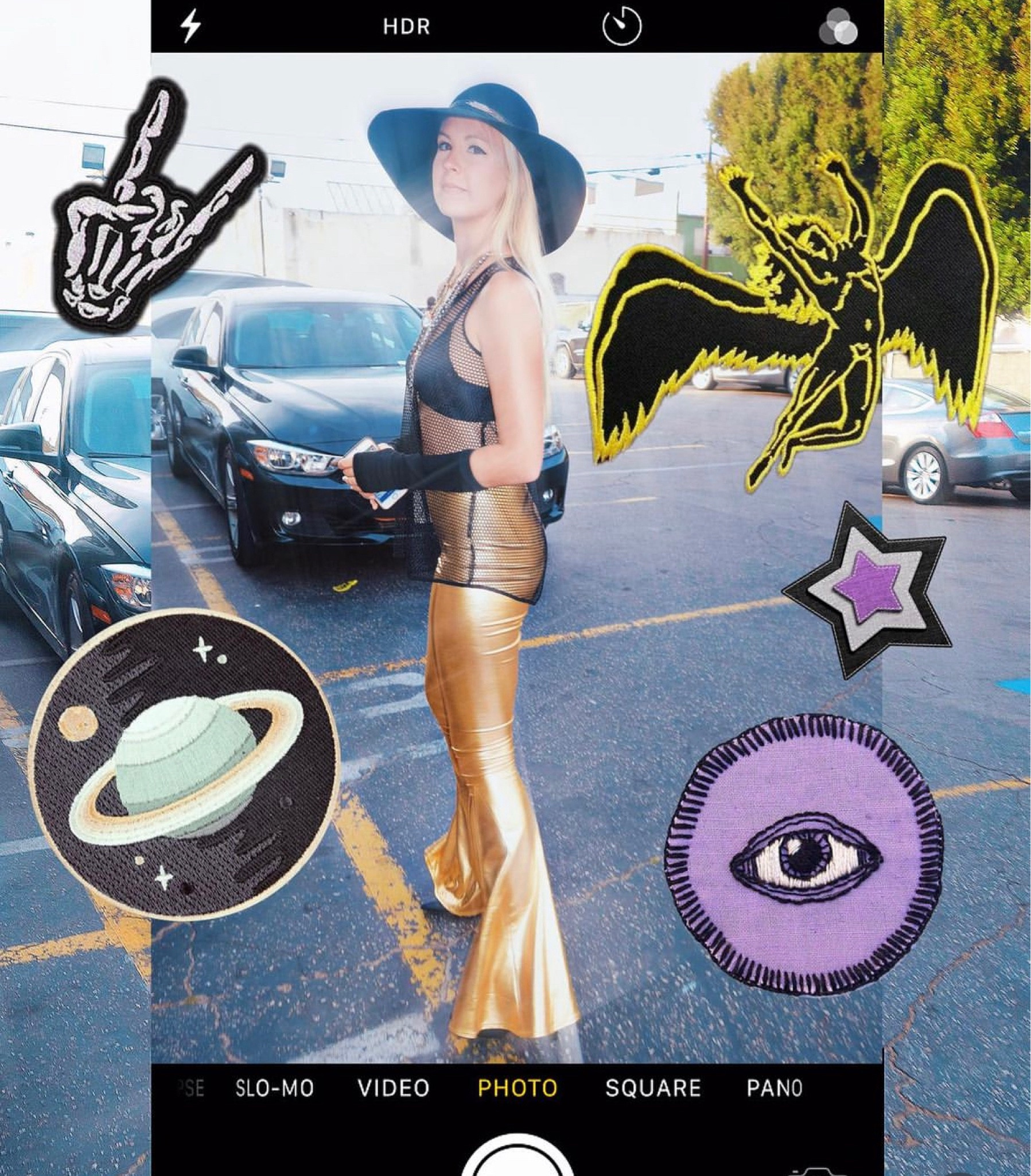 🐈‍⬛🔮🪩🩶💜📓 shiny bell bottoms, mesh open back tank, black bra, black mesh gloves, black floppy hat, black heeled boots, layered necklaces 🐈‍⬛🔮🪩🩶💜📓 chilling in venice beach california 🖤 oooh and listening to led zep

#LTKparties #LTKfindsunder100 #LTKstyletip