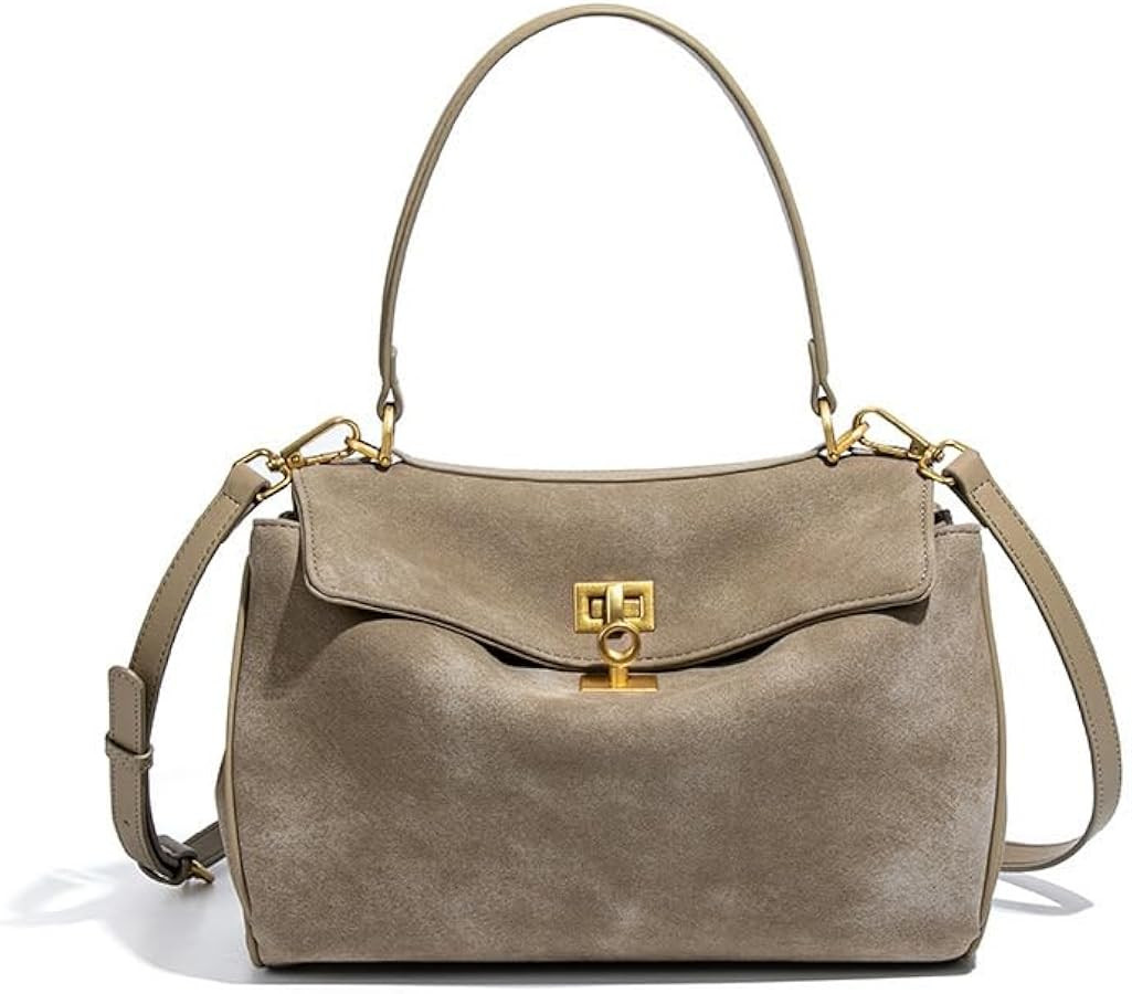 Satchel Handbag for Women, Suede Crossbody Purse with Top Handle, Square Box Design | Amazon (US)