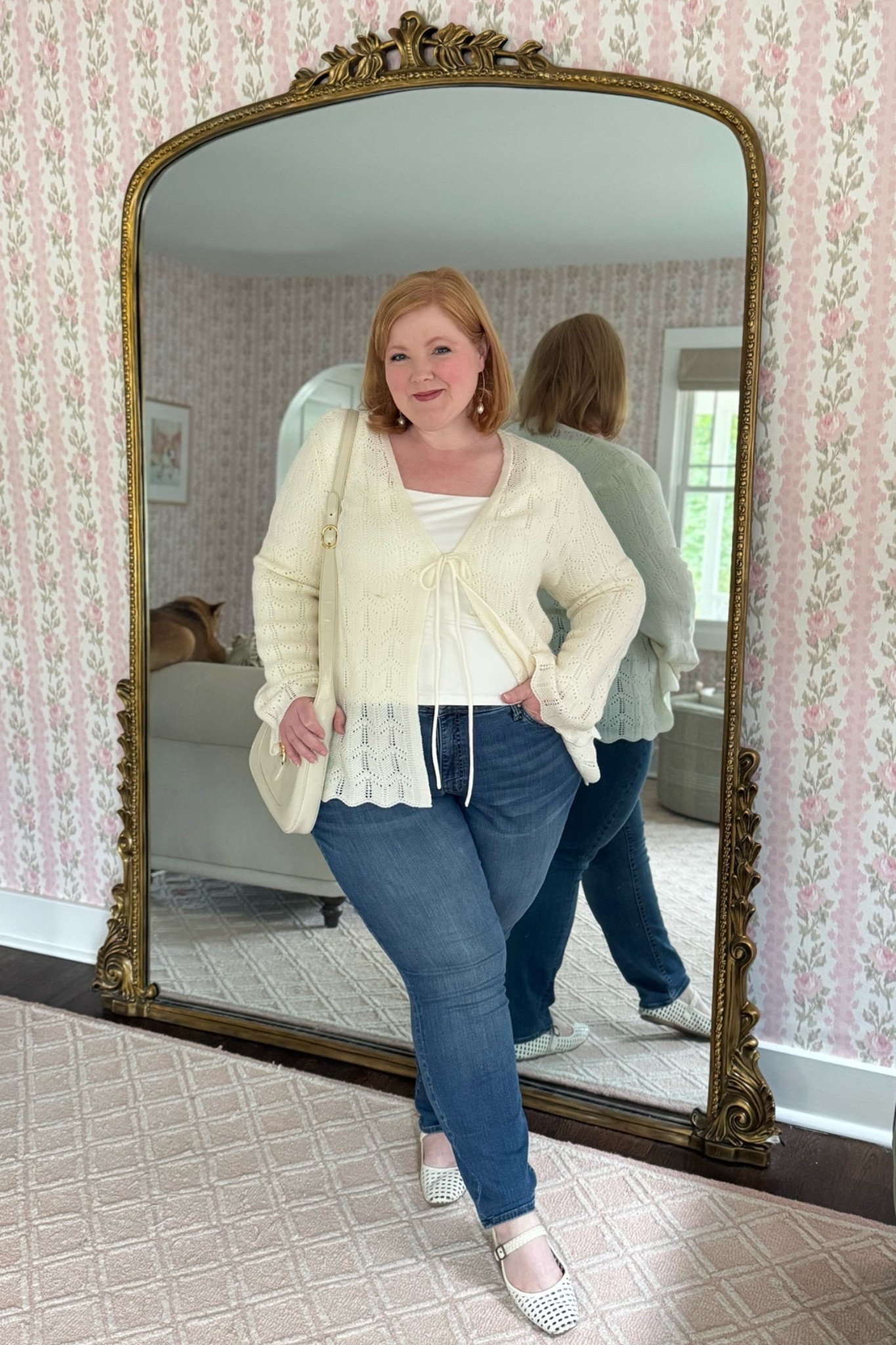Styling a Tie-Front Crochet Cardigan with Jeans | 35% OFF this Ulla Popken cardi with code WWWULLA

#LTKootd #LTKPlusSize #LTKOver40