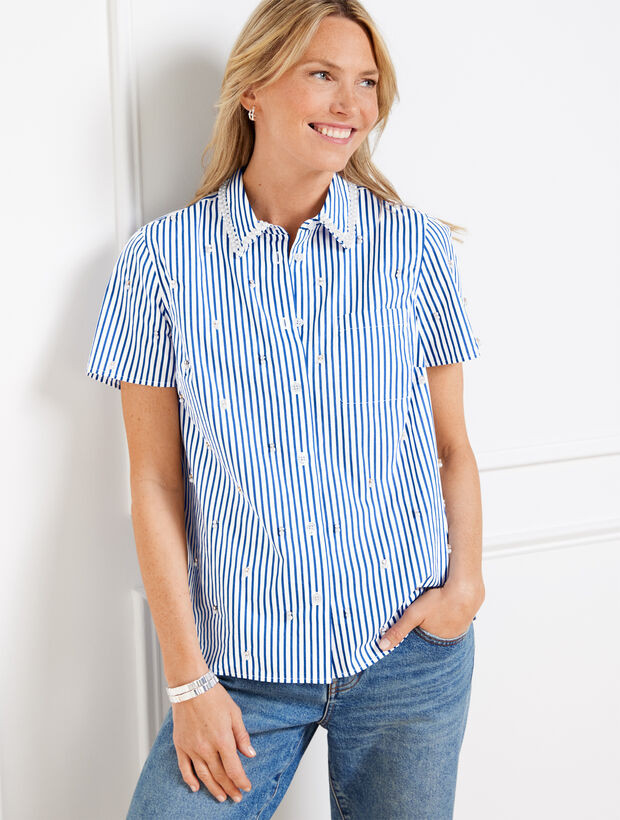 Embellished Short Shirt - Daffodil Stripe | Talbots