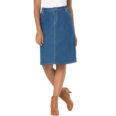 Jessica London True Fit Stretch Denim Short Skirt - 26, Medium Stonewash | Target