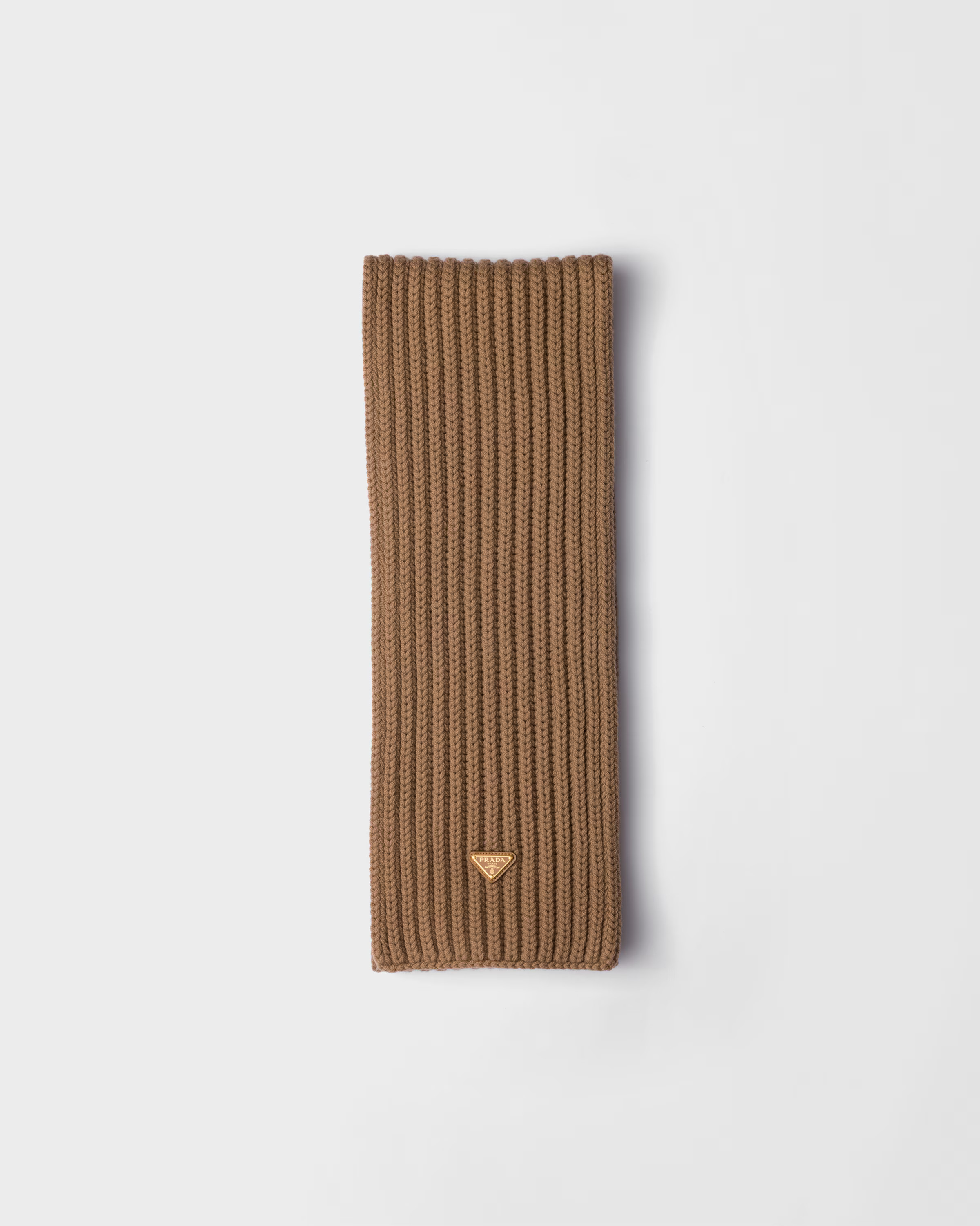 Camel Brown Wool Scarf | PRADA | Prada US