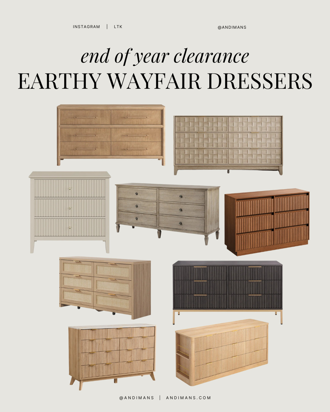 Earthy Wayfair clearance finds! These dressers bring warm wood tones, clean lines, and that laid-back, lived-in feel I’m always drawn to and yes, they’re on clearance. Perfect for bedrooms, entryways, or anywhere you need extra storage without sacrificing style. 

 #LTKHome #LTKSaleAlert #LTKFindsUnder100